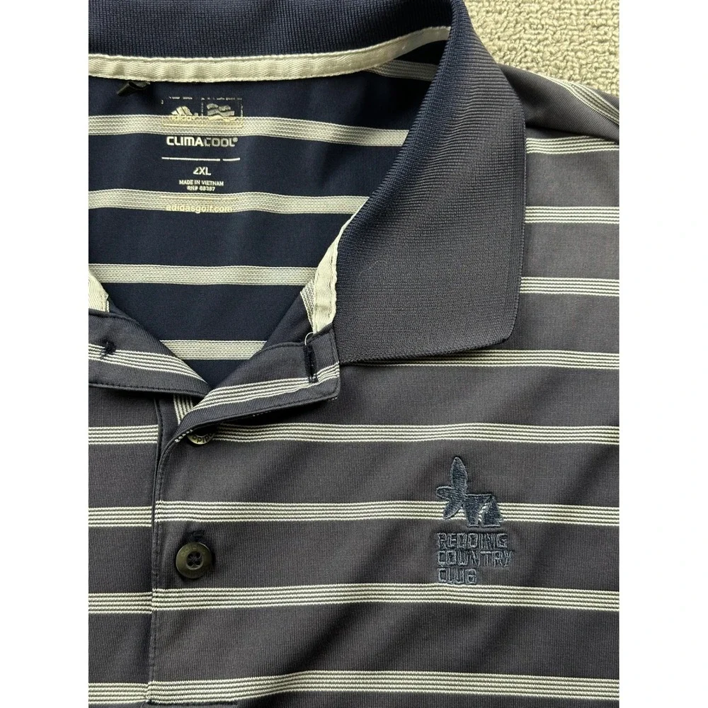Adidas Polo Golf Shirt Men 2XL Blue ClimaCool Striped Short Sleeve Sporty P77944